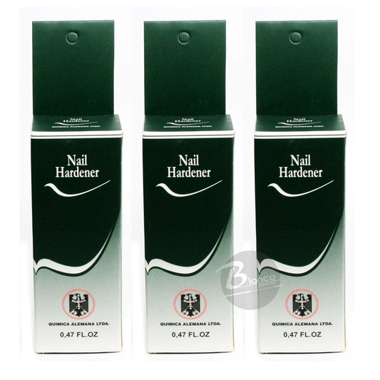 Química Alemana Nail Hardener bottle front for compact, easy use.