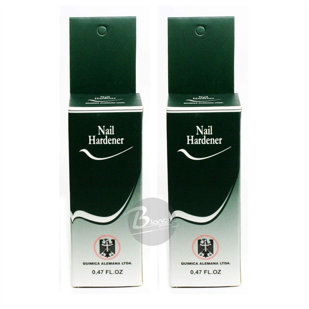 Química Alemana Nail Hardener brush tip applying a thin coat on the nail