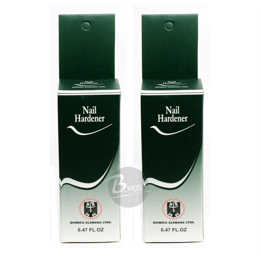 Química Alemana Nail Hardener brush tip applying a thin coat on the nail