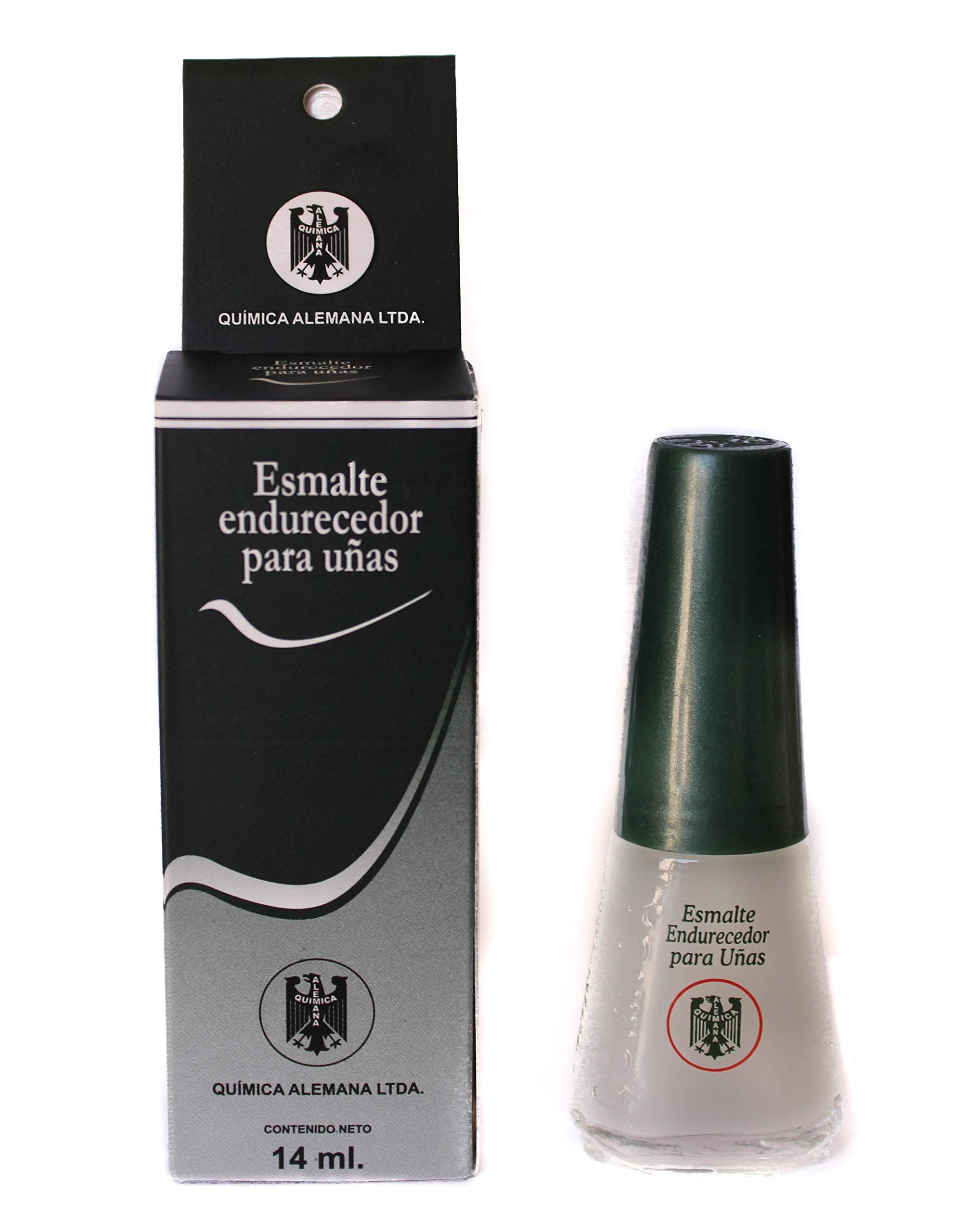Química Alemana Nail Hardener close-up texture on the nail surface