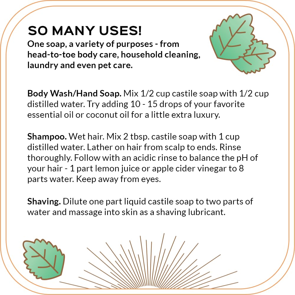 Quinn's Peppermint Castile ingredients label highlights vegan organic formula