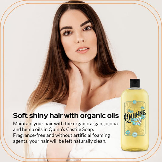 Close-up of rich, moisturizing lather from Quinn's Unscented Castile, ideal for body wash