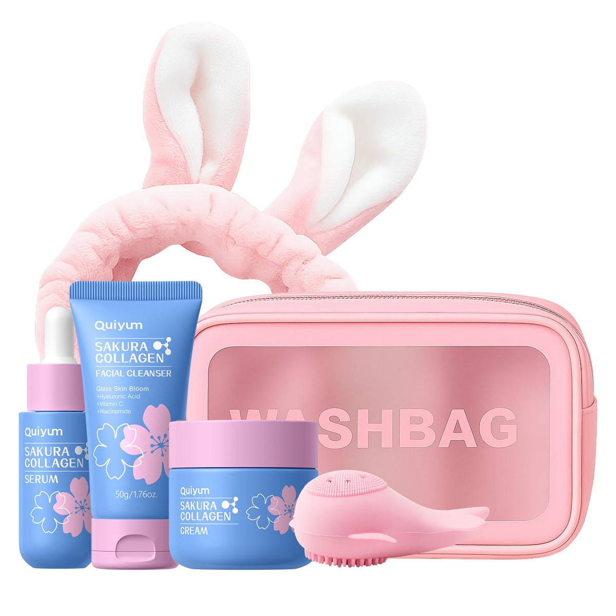 QUIYUM Sakura cleanser-foam shows gentle cleansing with Sakura extract for hydrated skin