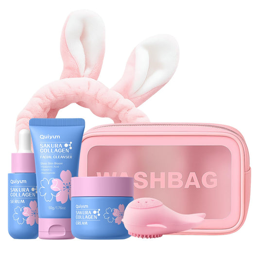 QUIYUM Sakura cleanser-foam shows gentle cleansing with Sakura extract for hydrated skin