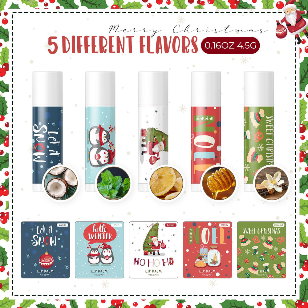 Qunclay lip balm packaging in festive colors ideal for holiday gifting.