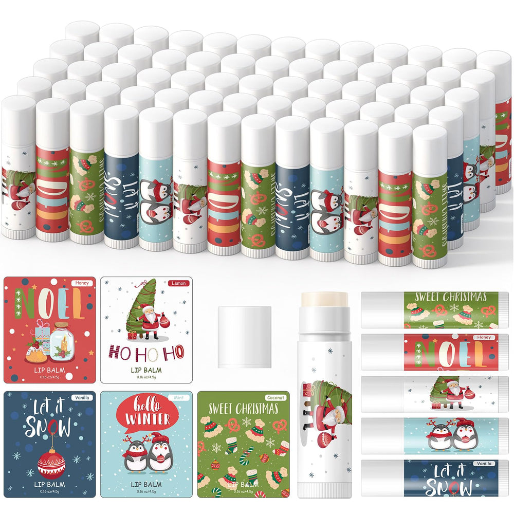 Qunclay Christmas lip balm set with five flavors for gifting and daily lip care.