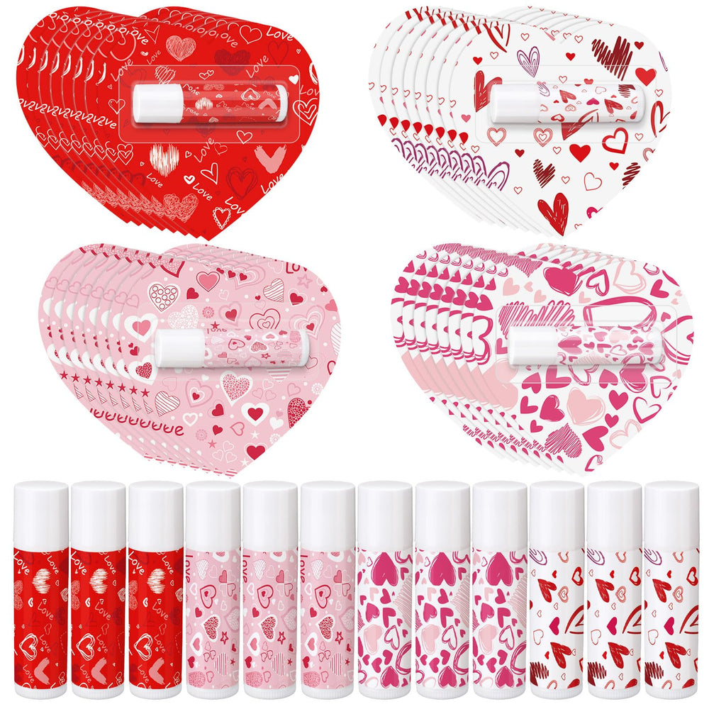 Qunclay Valentine lip balm set in pink and red packaging for portable lip hydration
