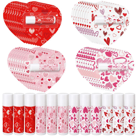 Qunclay Valentine lip balm set in pink and red packaging for portable lip hydration