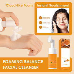 QVKZL Turmeric Cleanser Brush Action helps even cleansing across the face.