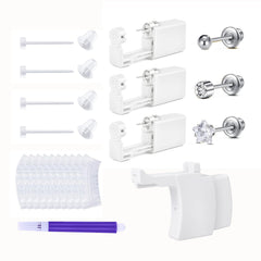QWALIT disposable ear piercing kit with silver gun for clean at-home piercing.