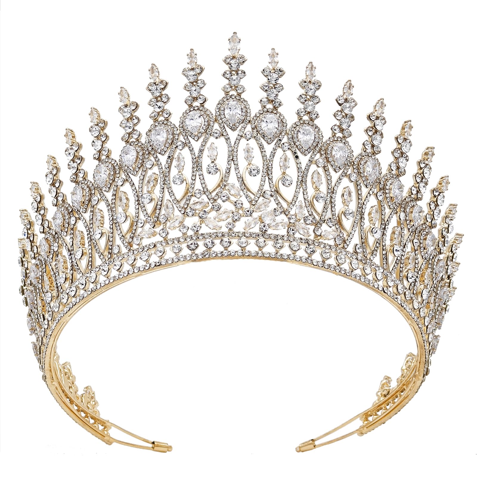 QXMYOO Zircon Crown with gold finish adds bridal sparkle.
