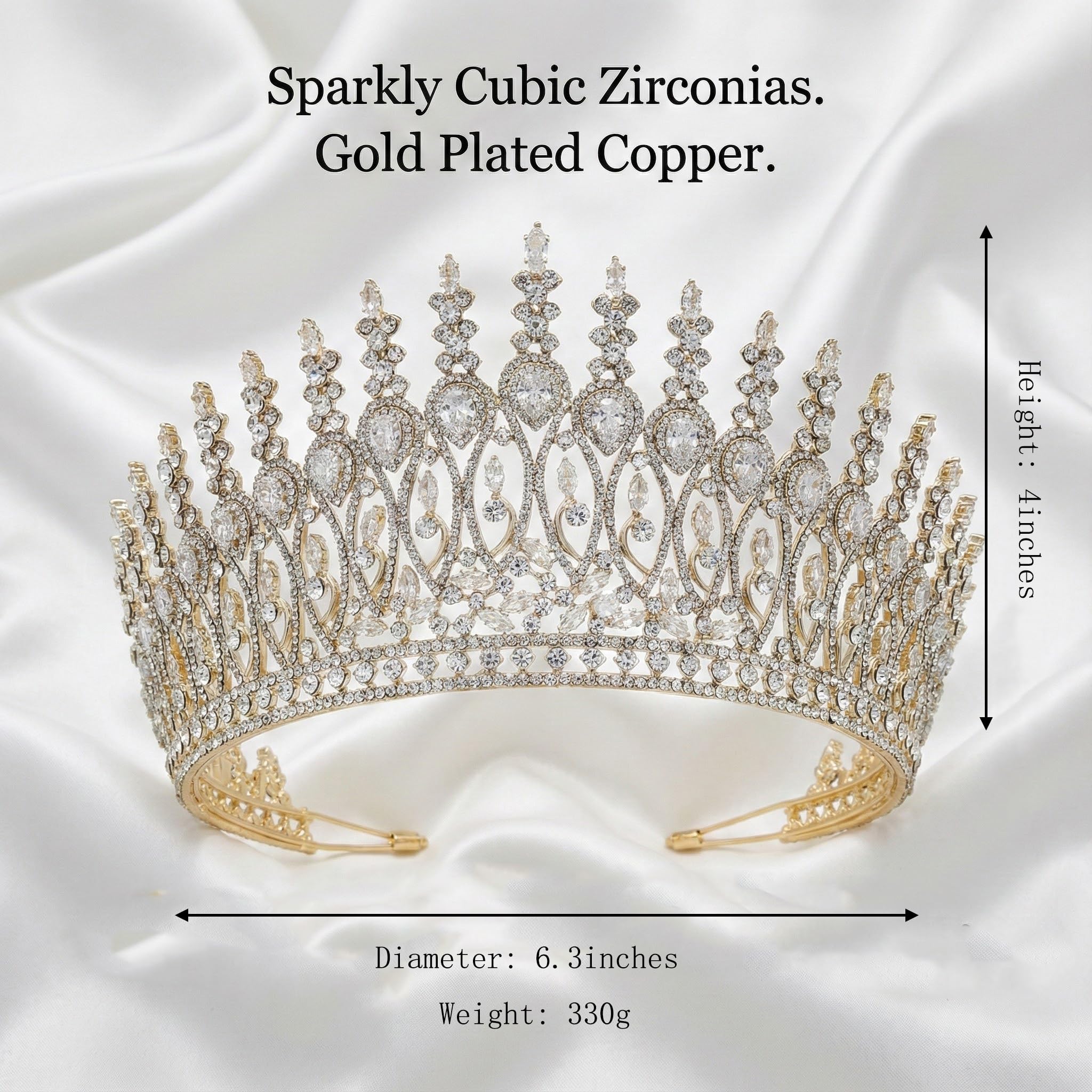 QXMYOO Zircon Crown perfect for weddings with durable copper base.