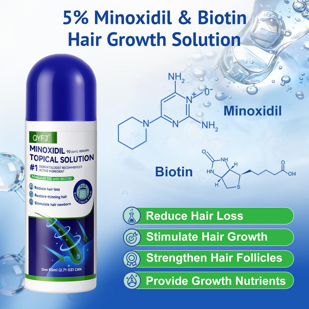 QYFJ Unscented minoxidil liquid absorbs quickly on the scalp.