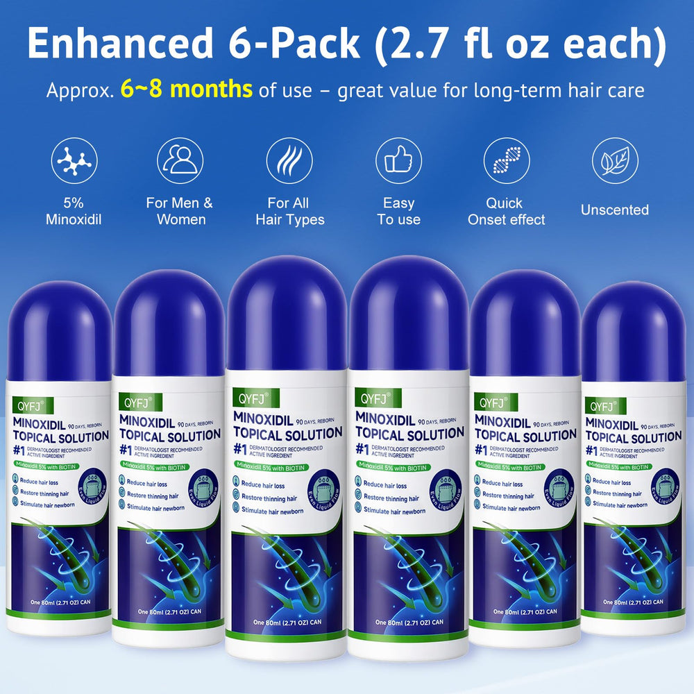 QYFJ User applying minoxidil to thinning areas in daily routine.