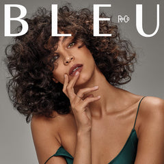 R+Co BLEU De Luxe Reparative Masque jar closeup shows formula that restores texture and strength.