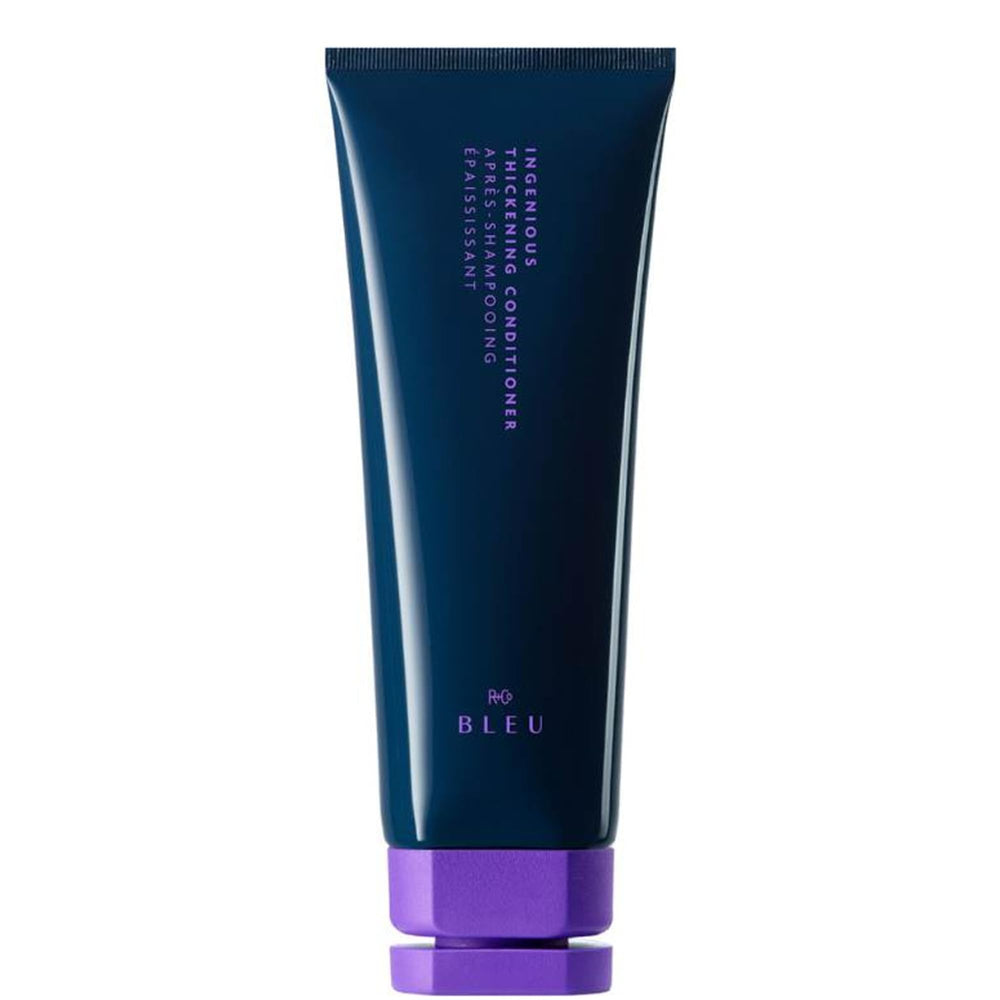 R+Co BLEU thickening conditioner bottle showing instant body and shine