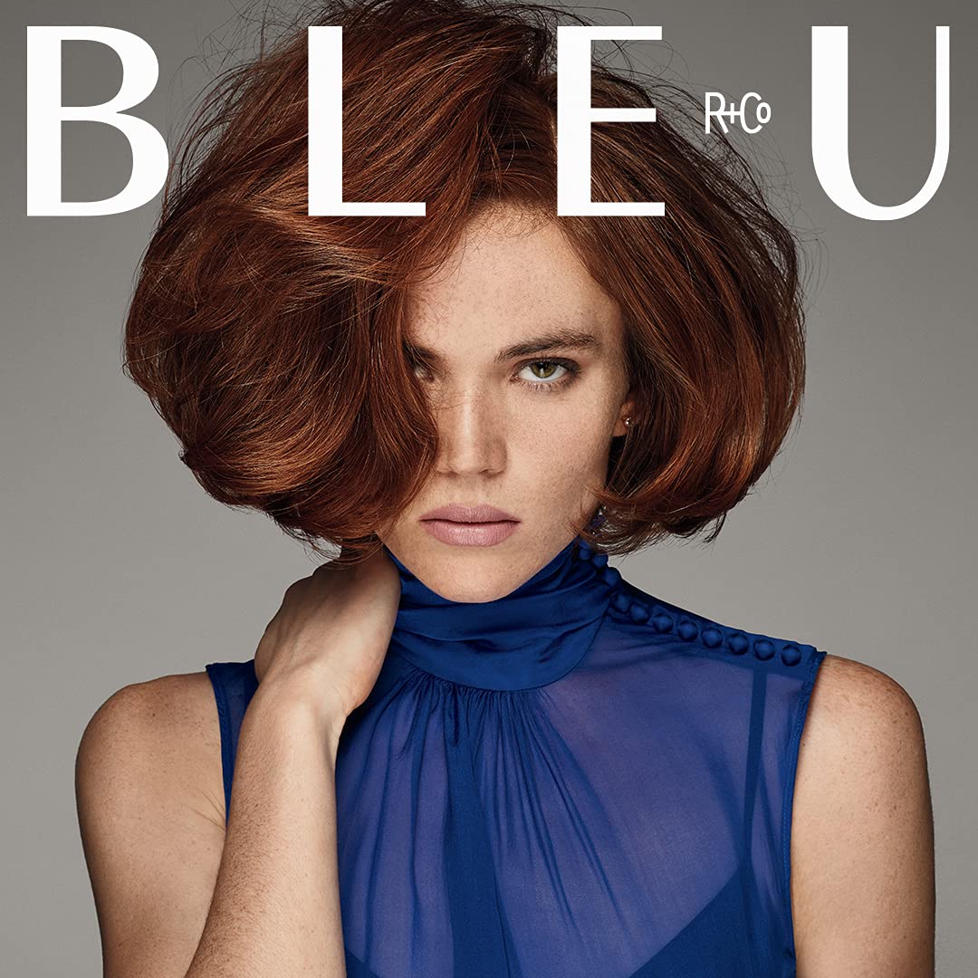 R+Co Blue Highest Volumizing Mousse foam texture highlights lightweight lift for styling.