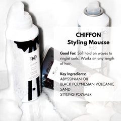 R+Co Chiffon Styling Mousse cap close-up shows sleek design