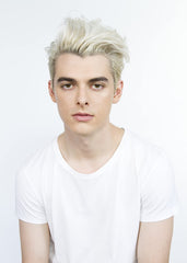 Close-up of short hair styled with R+Co Control Flexible Paste for texture