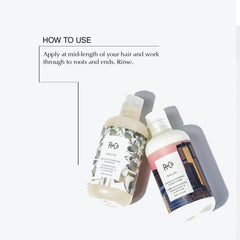 R+Co Dallas Biotin Thickening Conditioner bottle supports stronger-feeling strands.