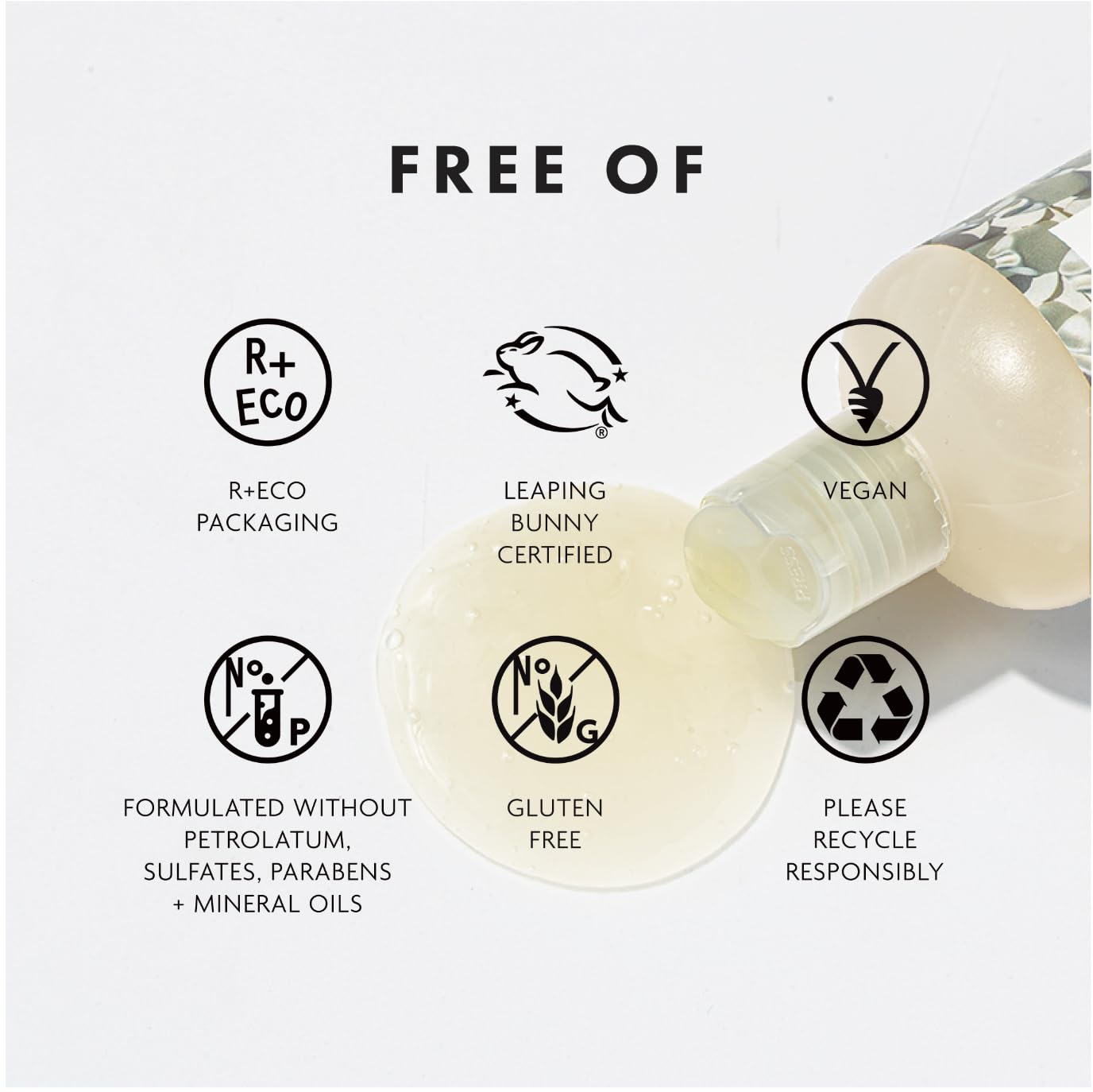 Dallas Thickening Shampoo packaging box emphasizing vegan and gluten-free credentials.
