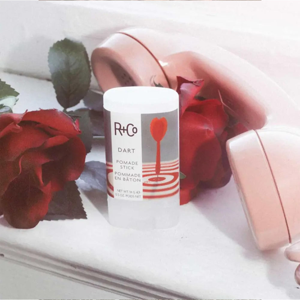 R+Co Dart Pomade Stick long-lasting hold throughout day