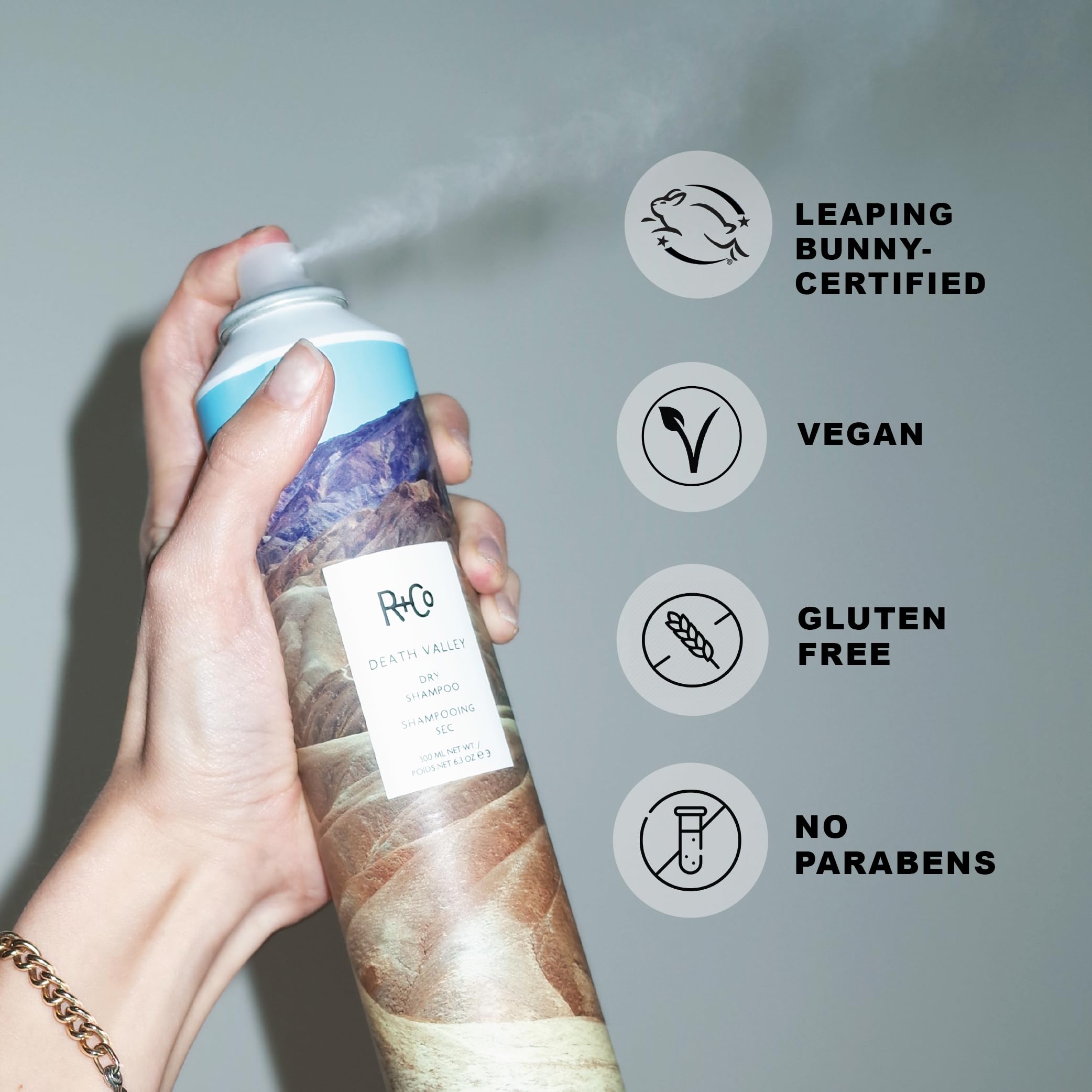 R+Co Death Valley spray nozzle delivering a light, residue-free mist