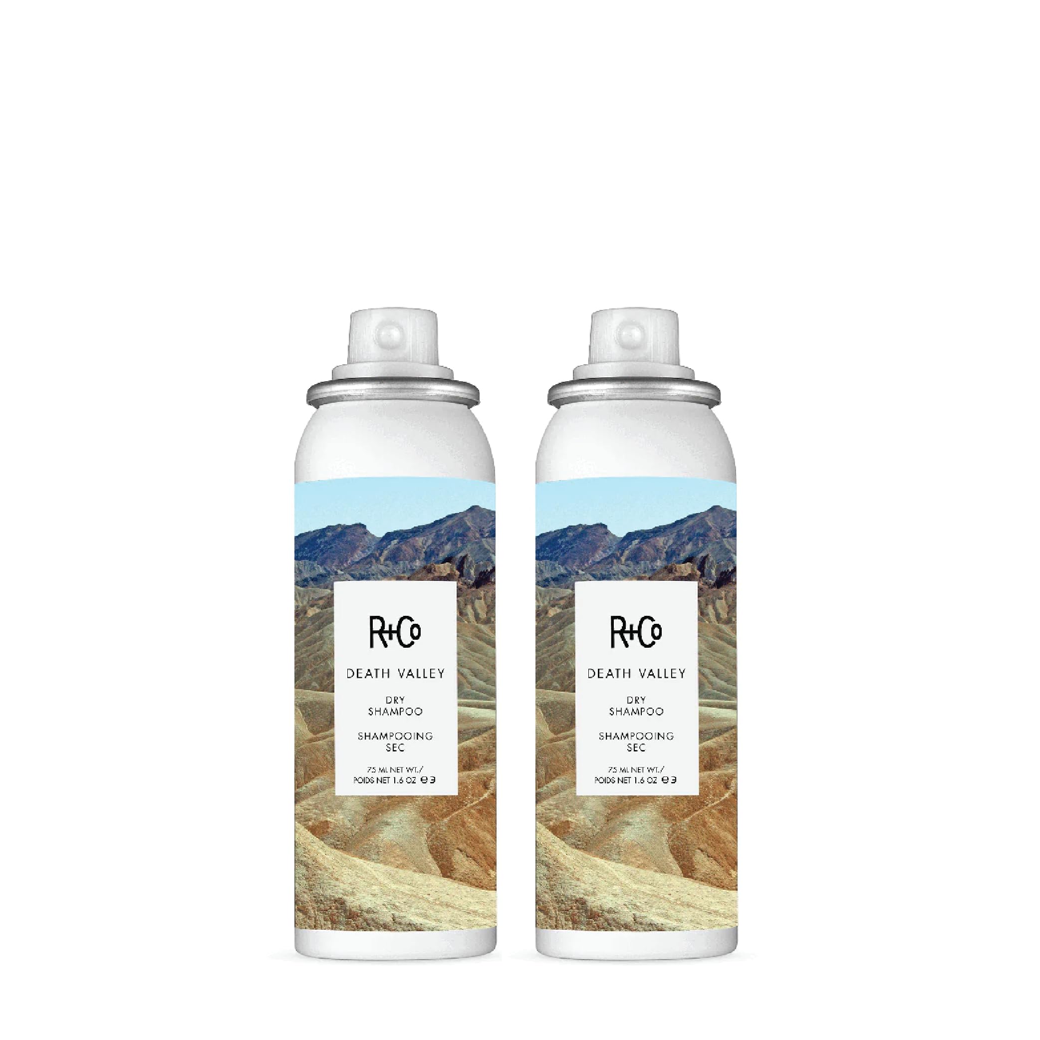 R+Co Death Valley dry shampoo travel-size bottle for on-the-go oil control