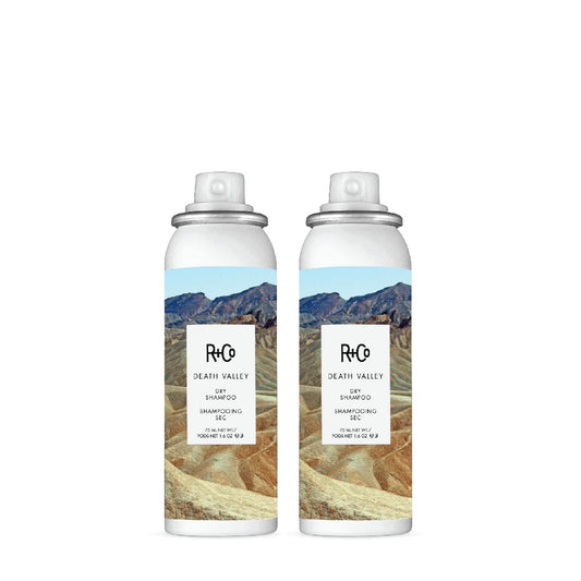 R+Co Death Valley dry shampoo travel-size bottle for on-the-go oil control