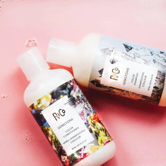 Graphic label for R+Co Gemstone Color Protection emphasizes color longevity.