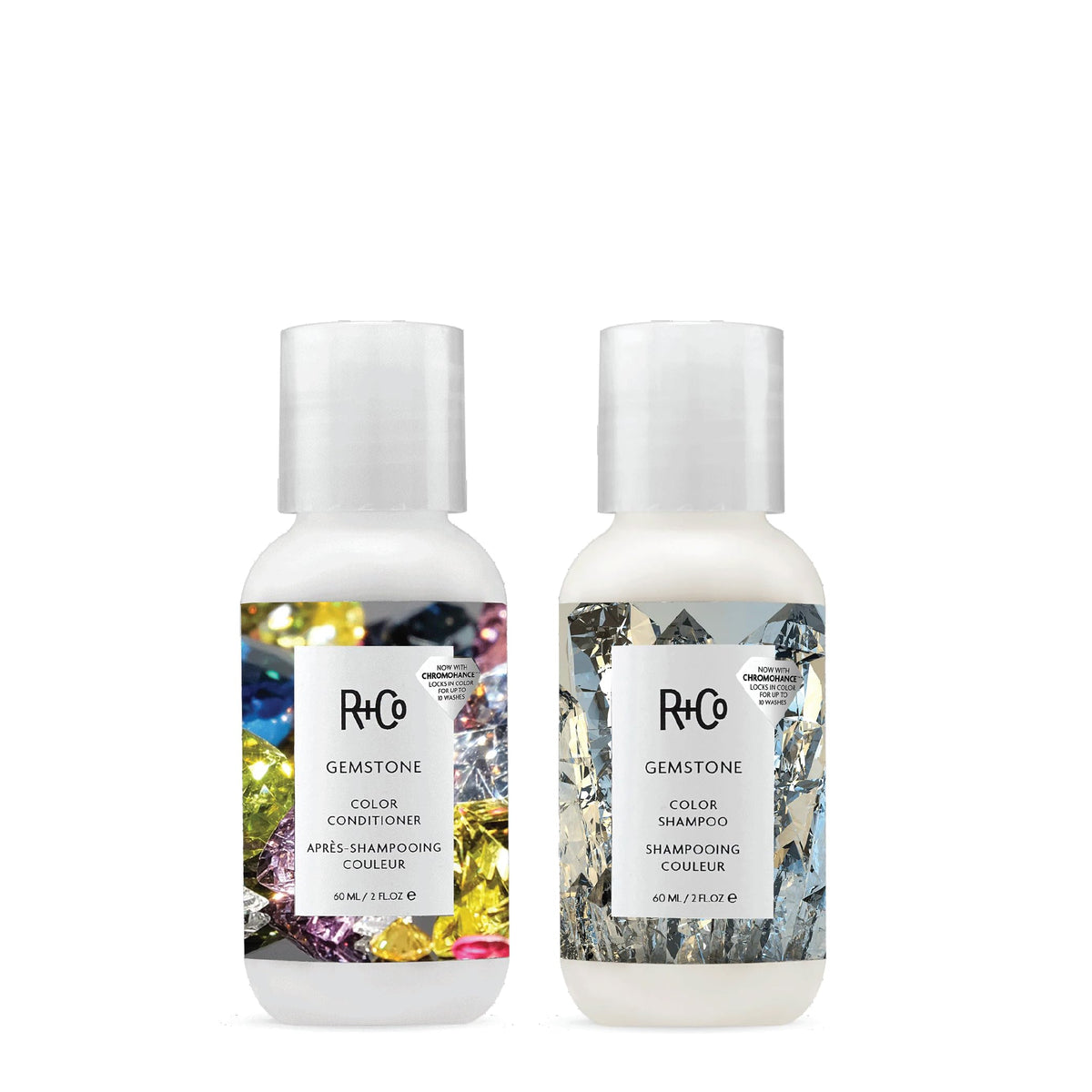 R+Co Gemstone Color Shampoo travel 2oz bottle with color protection on the go.