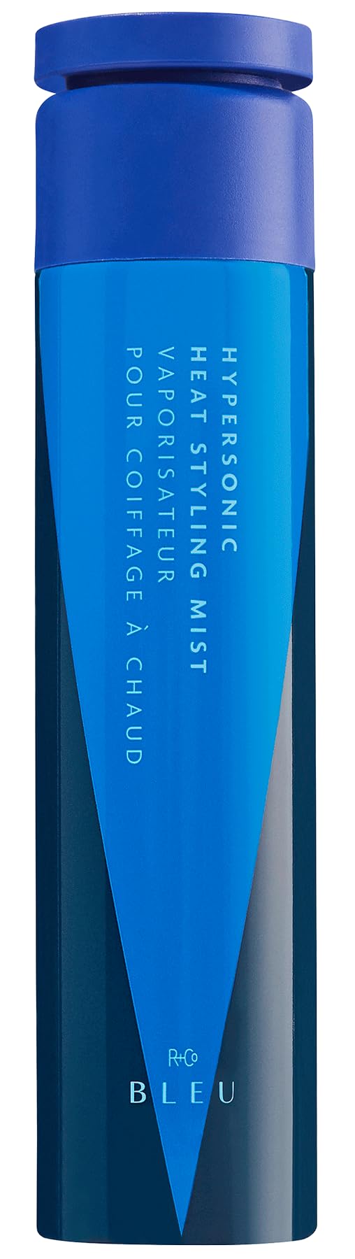 R+Co Hypersonic Heat Styling Mist bottle front view for heat protection and shine.