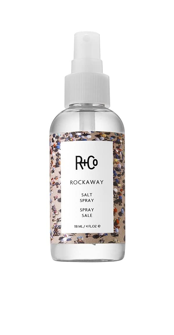 R+Co Rockaway Salt Spray bottle delivering volume for textured hair.