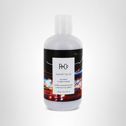 R+Co Sunset Blvd Conditioner on blonde hair after wash, reduces brassiness.