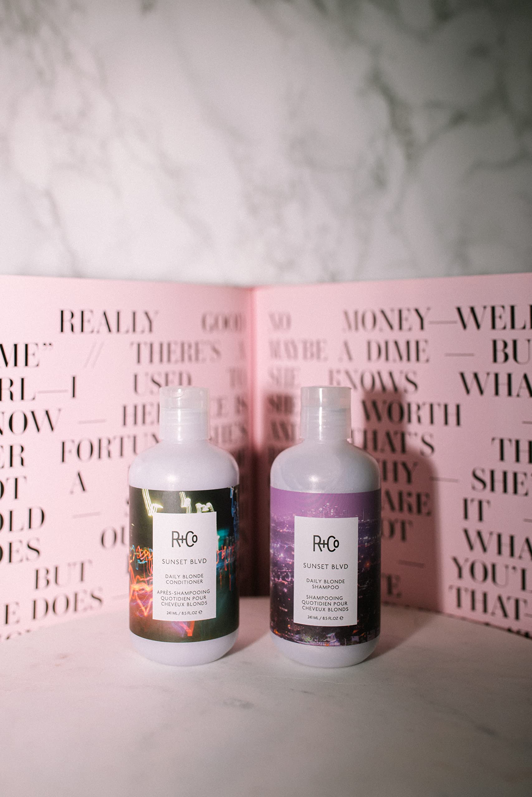 R+Co Sunset Blvd duo-pack image displays simple daily routine for blondes