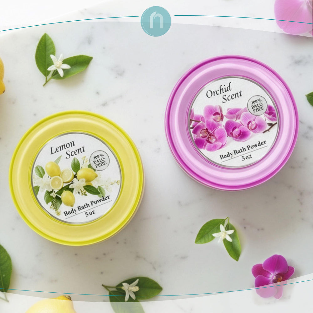 R-NEU after-bath use powder for soft, dry-feel skin