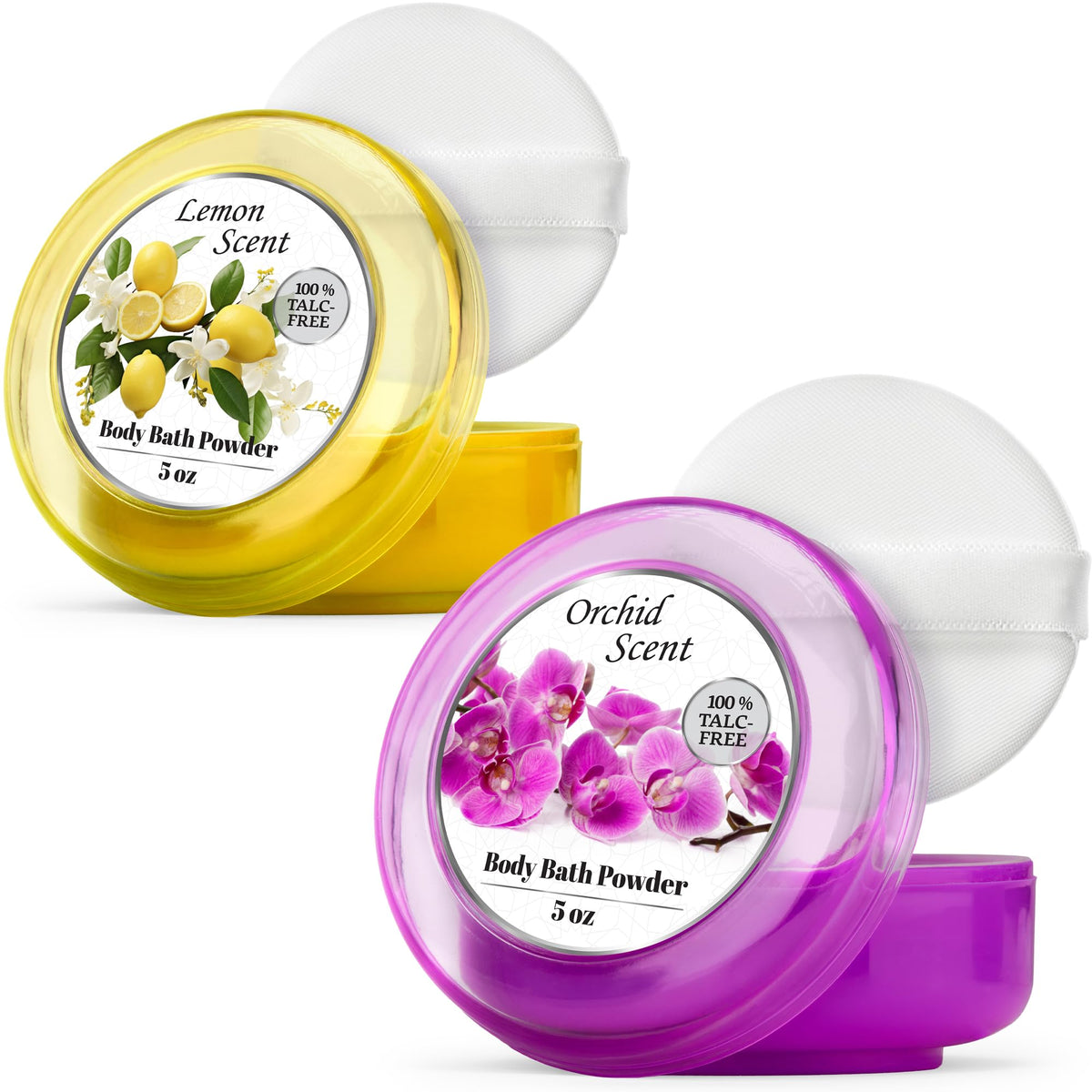 R-NEU Body Powder with plush puff for easy, mess-free application after shower