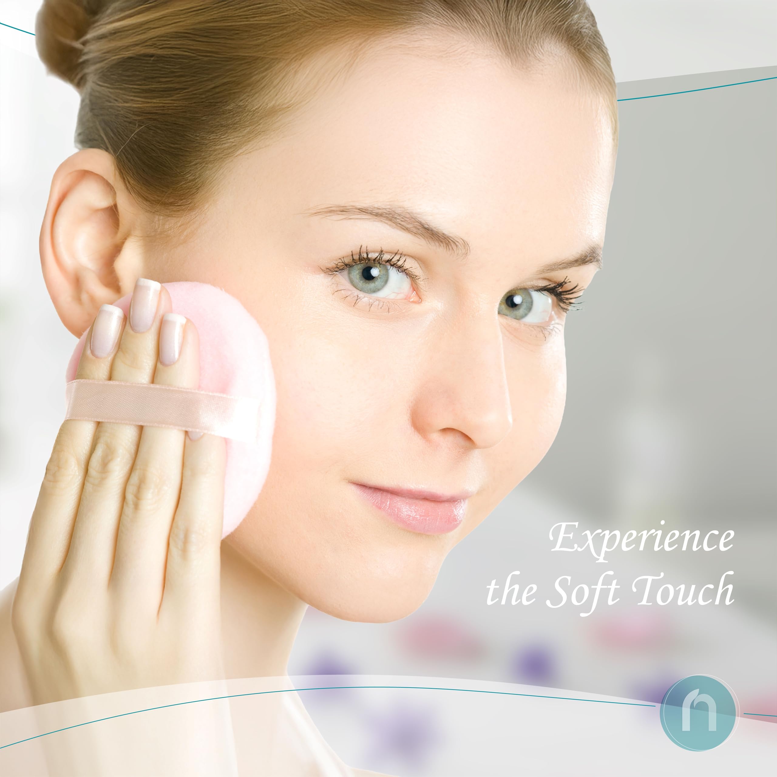 R-NEU plush puff closeup for smooth, controlled application