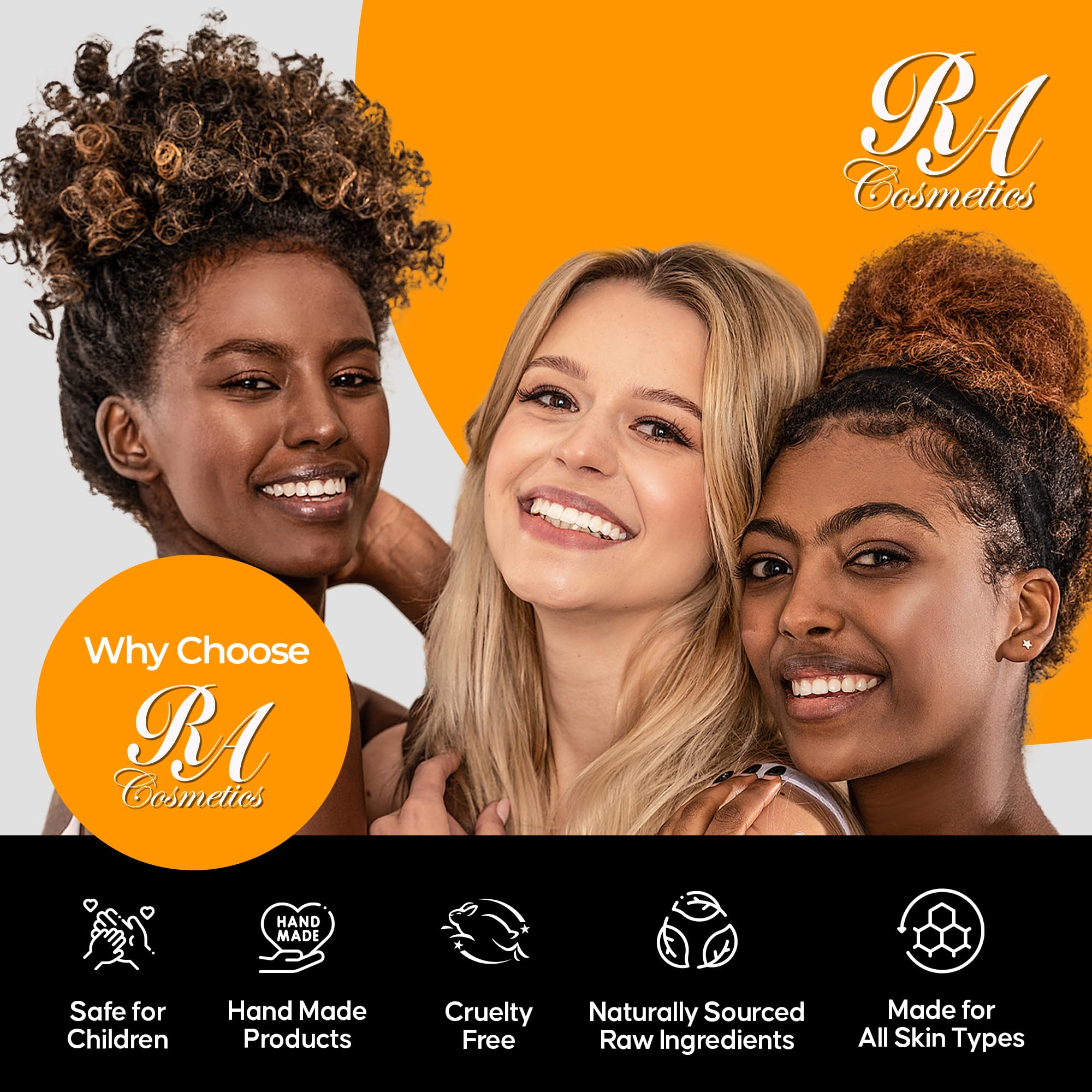 RA COSMETICS 12oz packaging highlighting value and long-lasting moisture