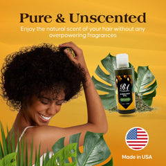 RA Cosmetics Ambunu Oil on curly hair showing definition and moisture.