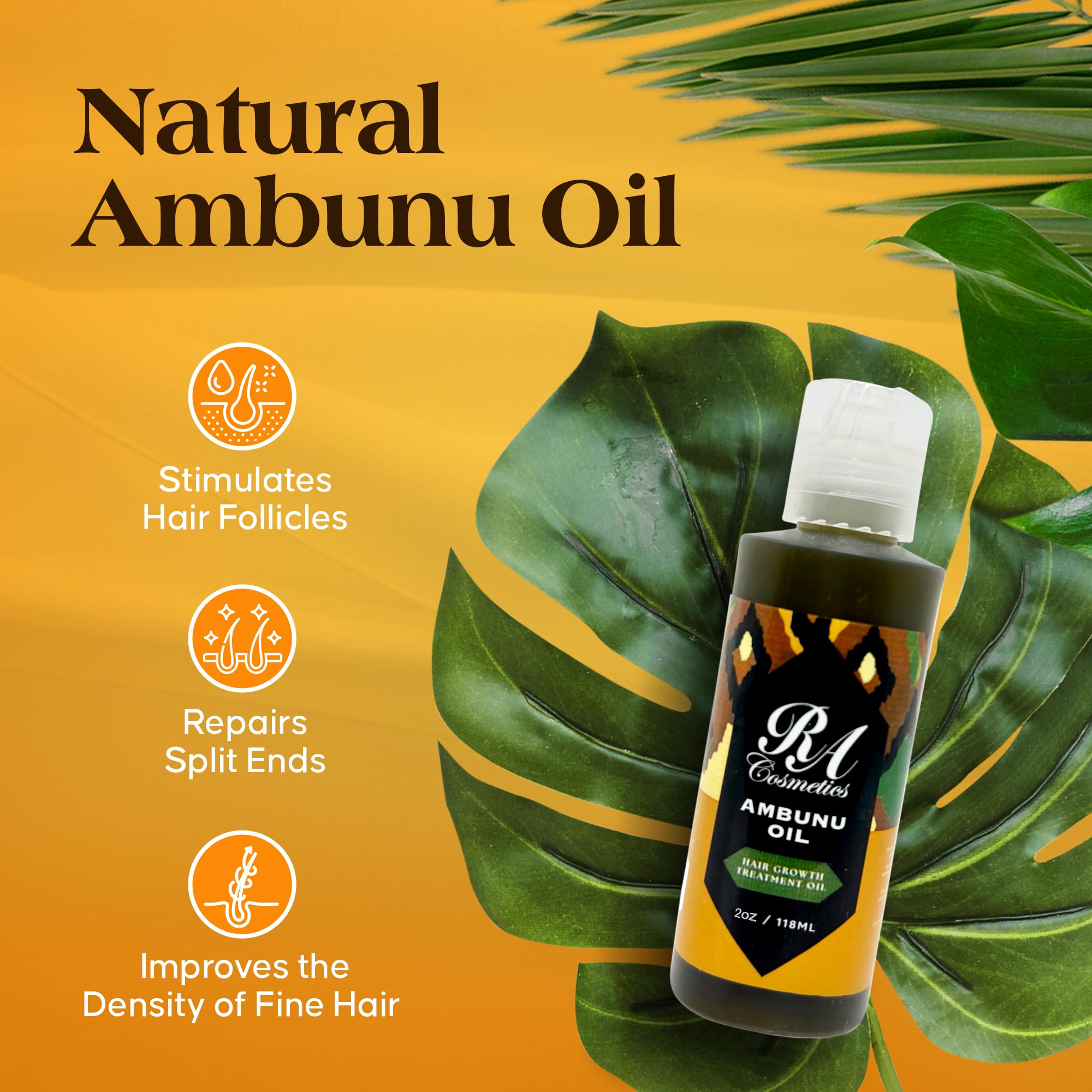 RA Cosmetics Ambunu leaf extract packaging showcases natural ingredients and sustainability.