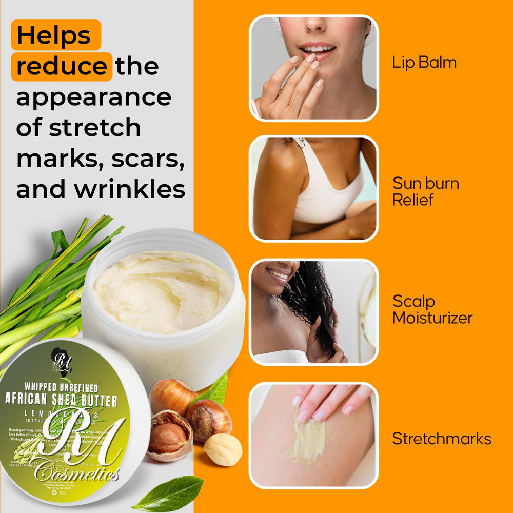 RA COSMETICS hair care shot with shea butter shows nourishing benefits and frizz reduction.