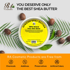 RA Cosmetics Ivory shea butter on hair ends for smoother styling.