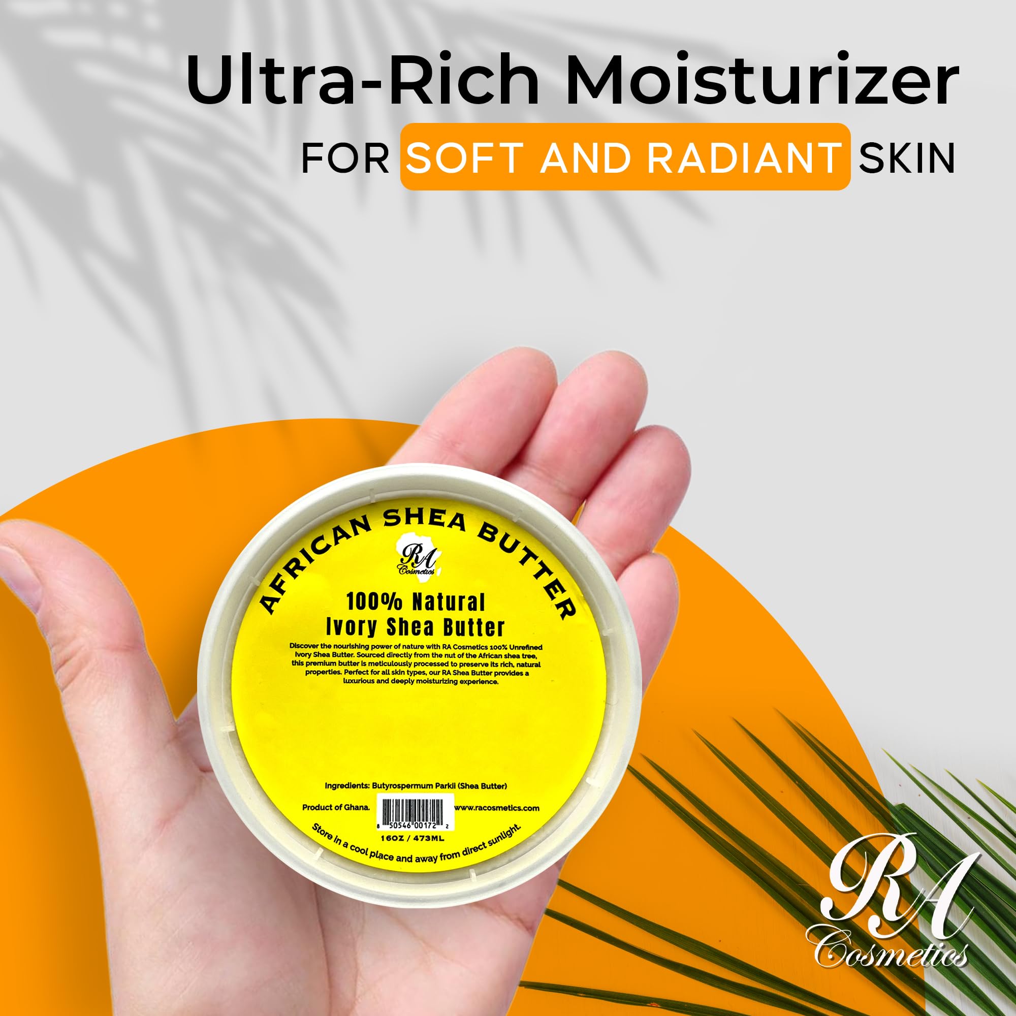 RA Cosmetics Ivory shea butter label close-up, natural unrefined quality for DIY skincare.