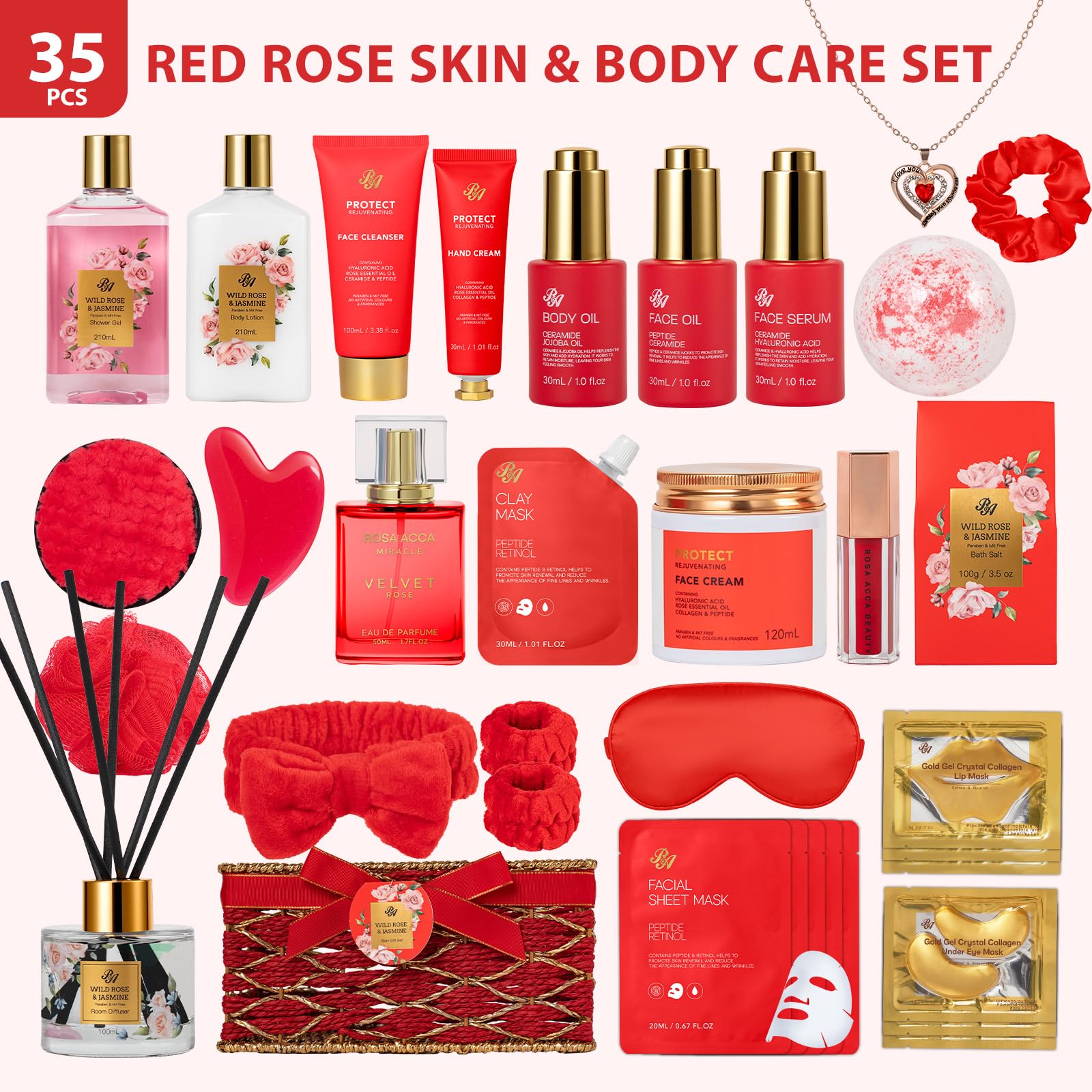 RA ROSA ACCA diffuser and perfume set releasing a lasting rose fragrance.