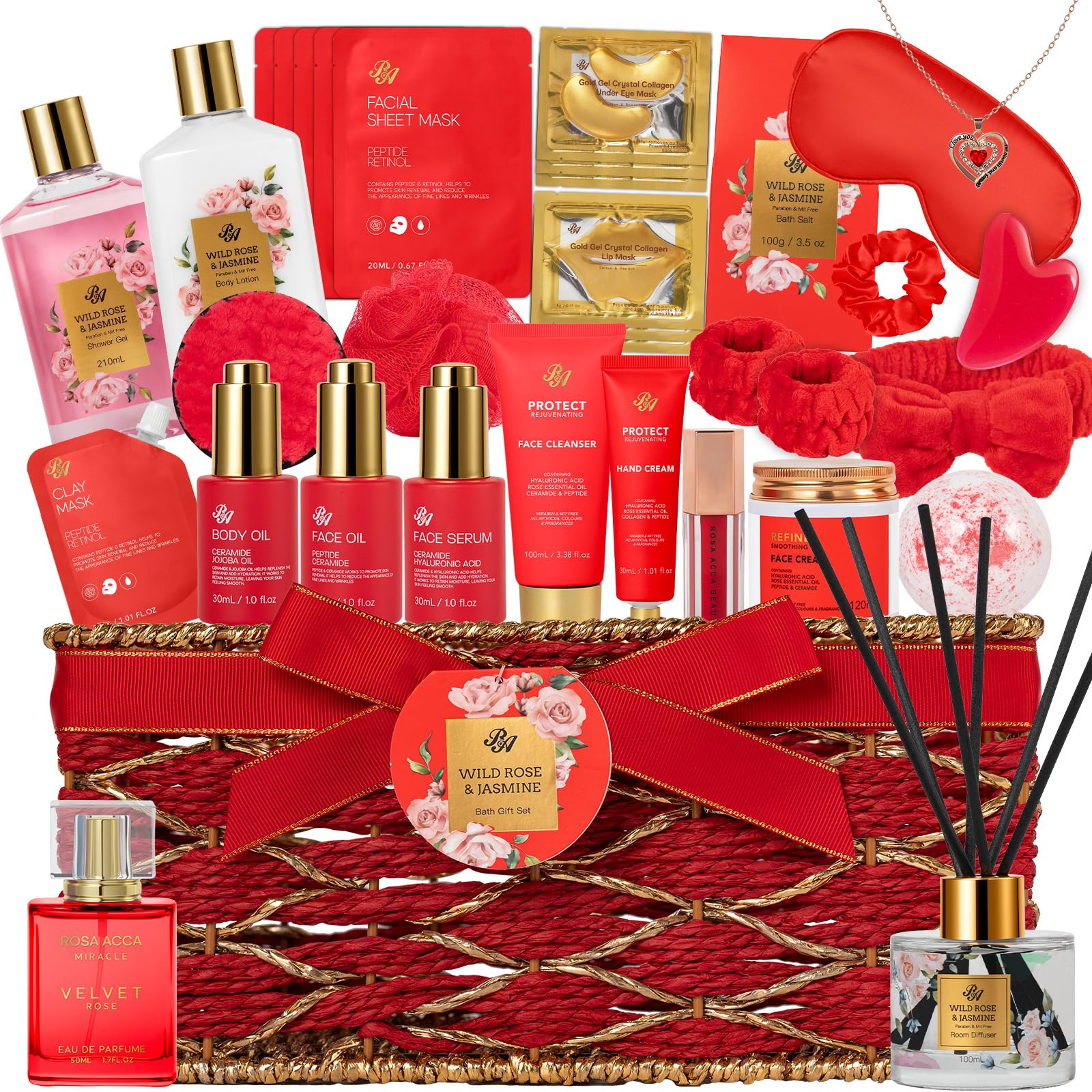 RA ROSA ACCA valentines bath basket display for a luxurious self-care gift.