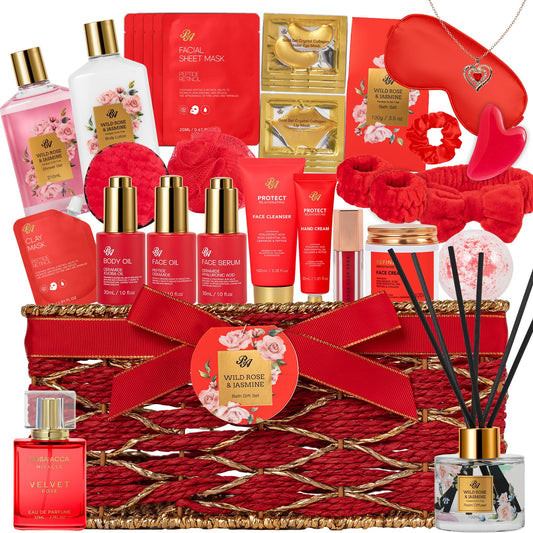 RA ROSA ACCA valentines bath basket display for a luxurious self-care gift.