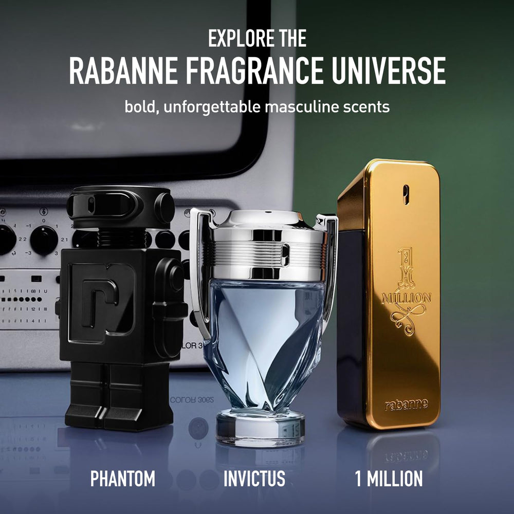 Rabanne 1 Million amber note highlight indicating evening wear versatility.