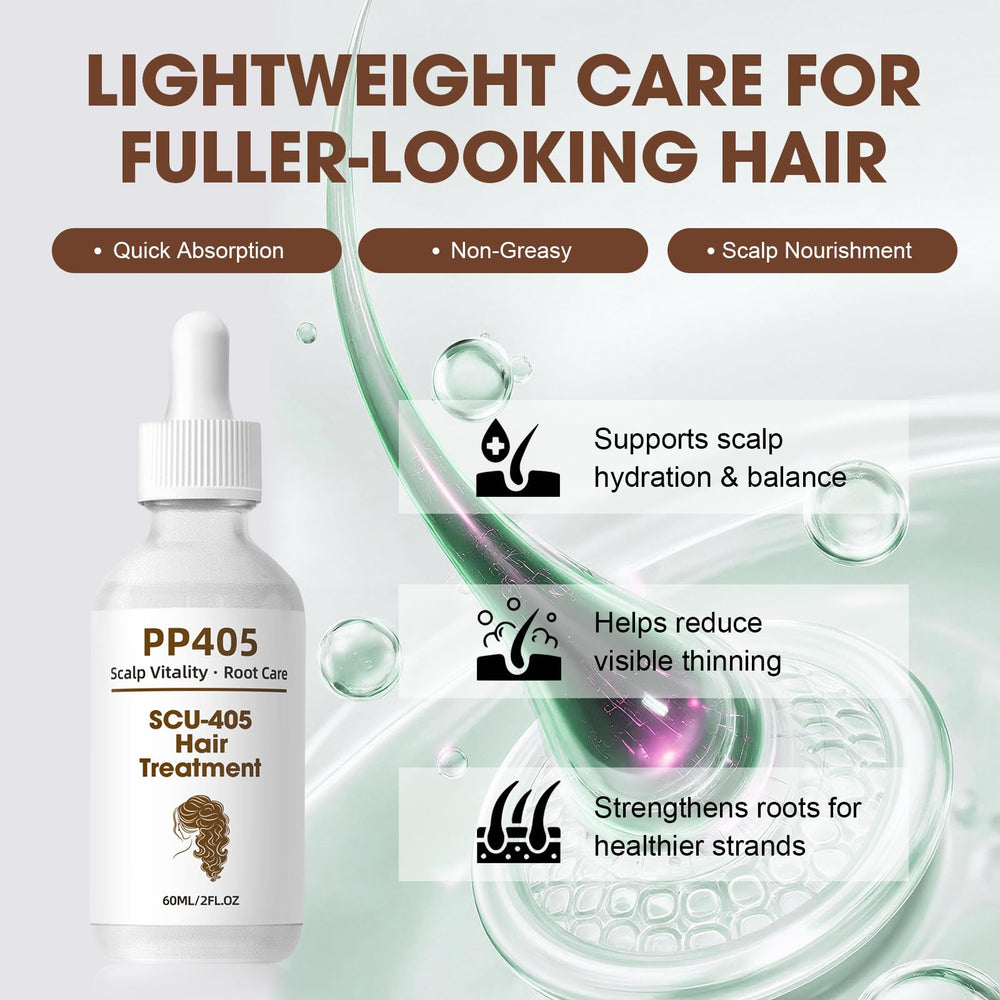 Racgrul PP405 dropper pour demonstrates precise dosing for scalp hydration.