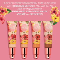 Rachel Couture CC Cream hibiscus extract supports refreshed skin texture.
